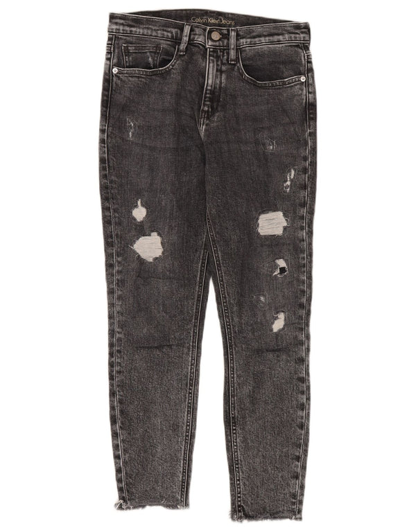 Jeans cropped skinny invecchiati Calvin Klein da donna W27 L26 Grigi