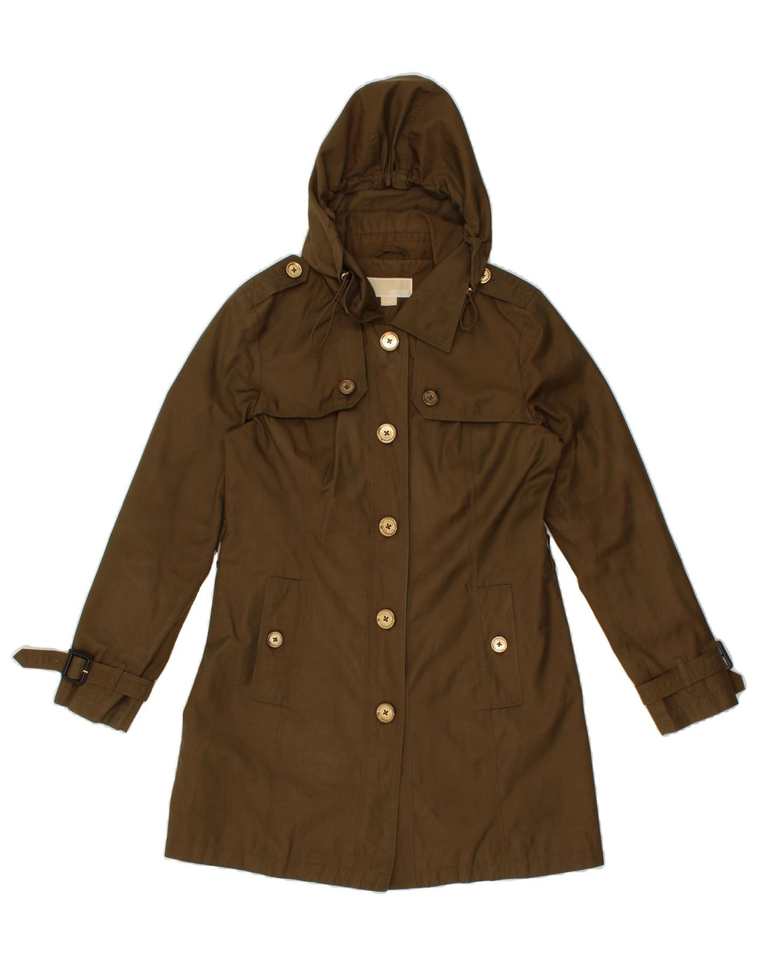 MICHAEL KORS Womens Hooded Military Coat UK 14 Medium Brown Vintage Michael Kors and Second-Hand Michael Kors from Messina Hembry 