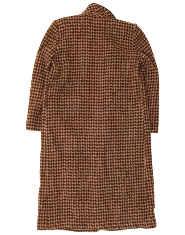 Soprabito aperto da donna vintage UK 12 pied de poule marrone medio