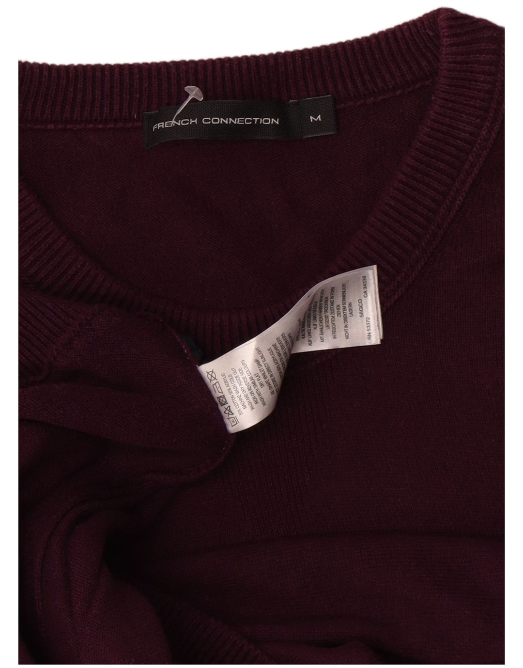 Maglione da uomo girocollo French Connection in cotone bordeaux medio