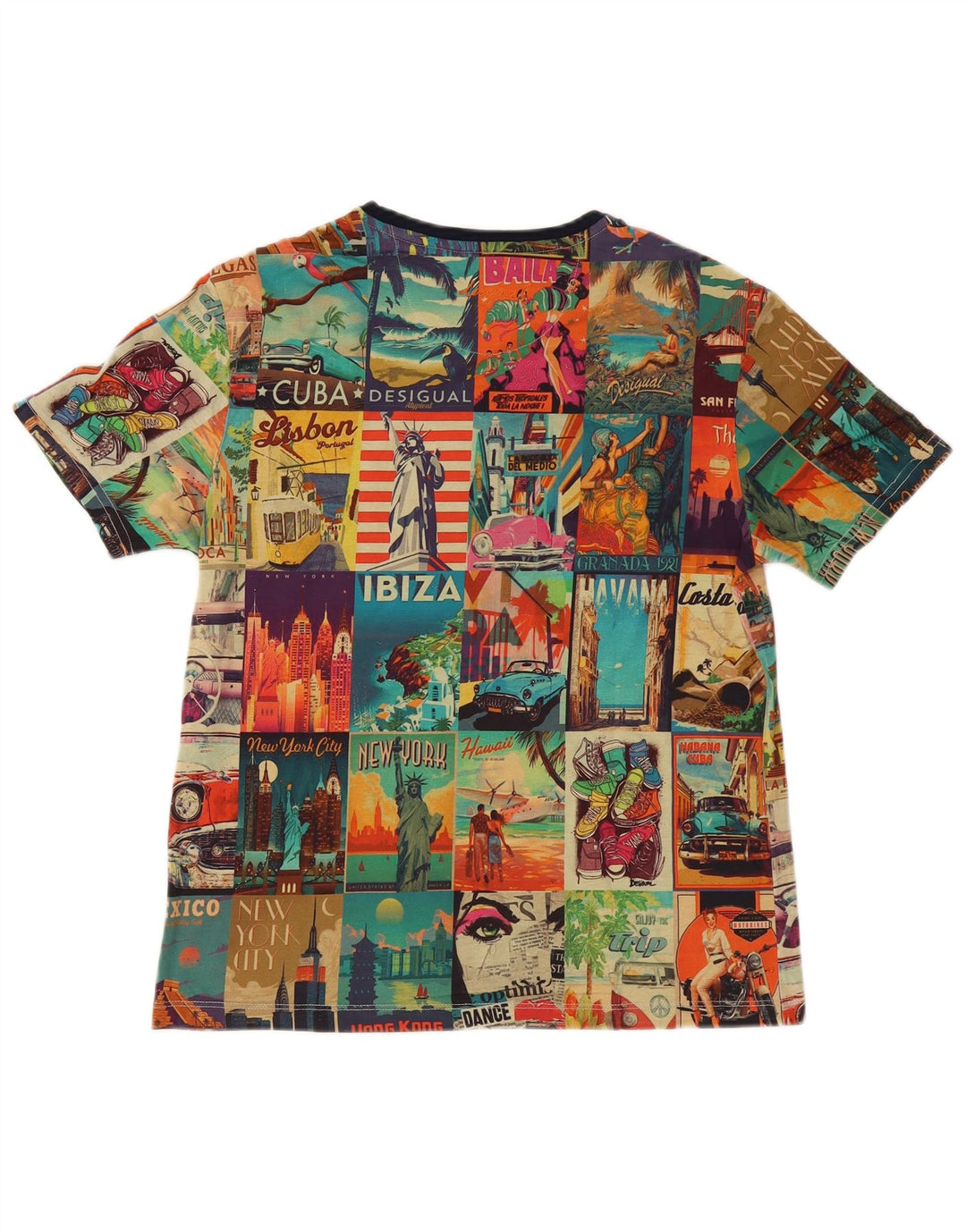 Desigual T-shirt grafica da uomo Top piccolo patchwork multicolore