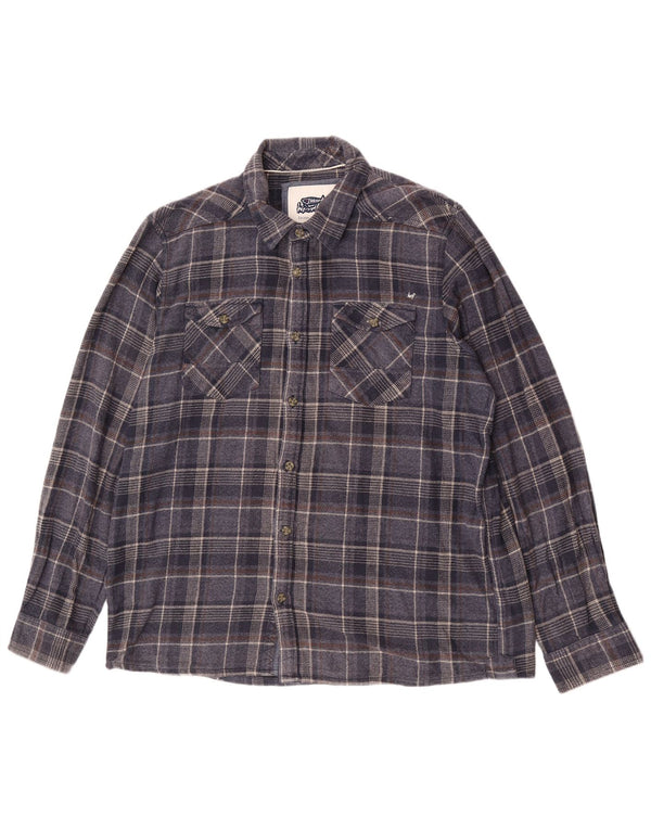 Camicia in flanella da uomo Weird Fish 2XL in cotone a quadri blu navy