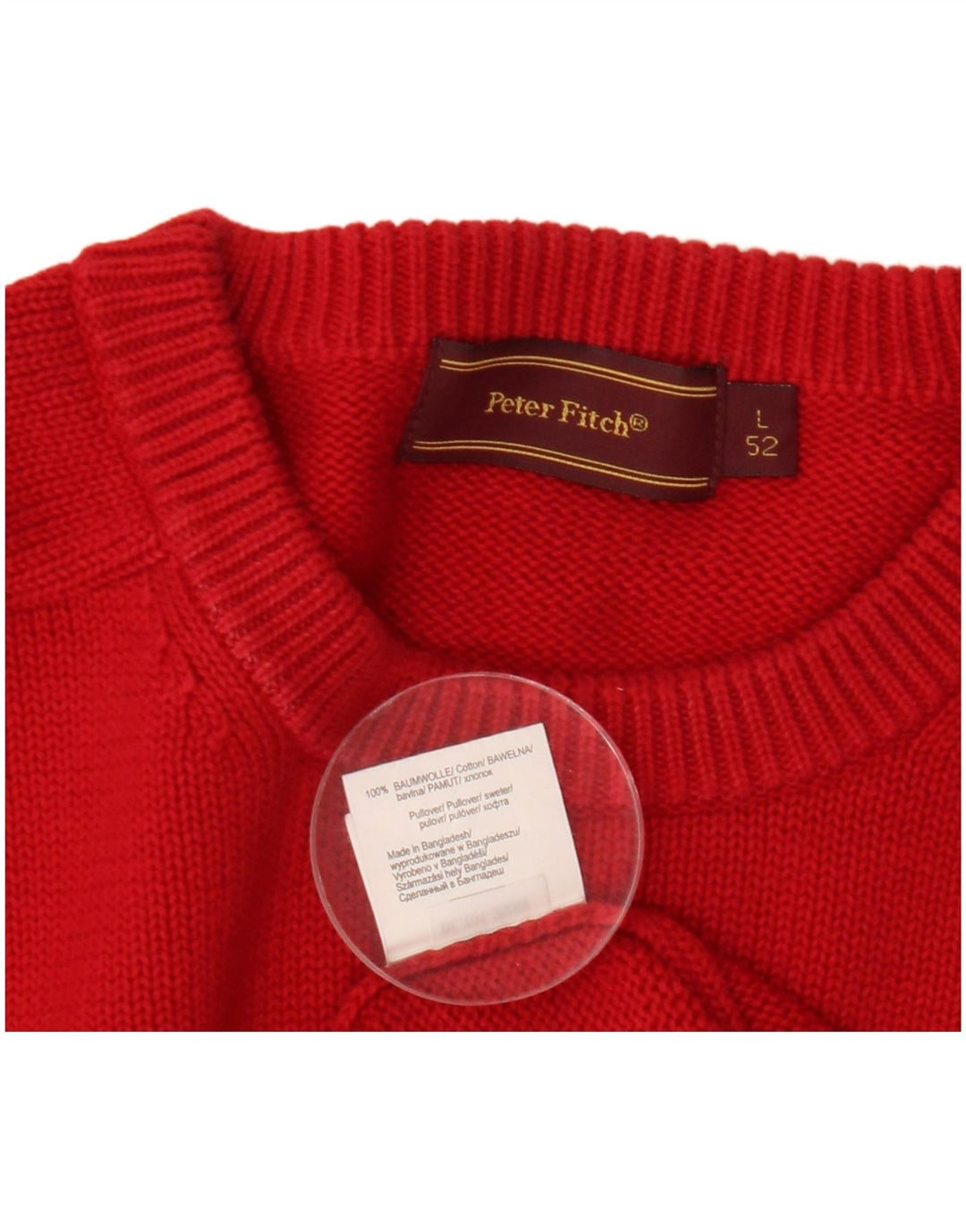 Maglione maglione girocollo da uomo Peter Fitch grande cotone rosso