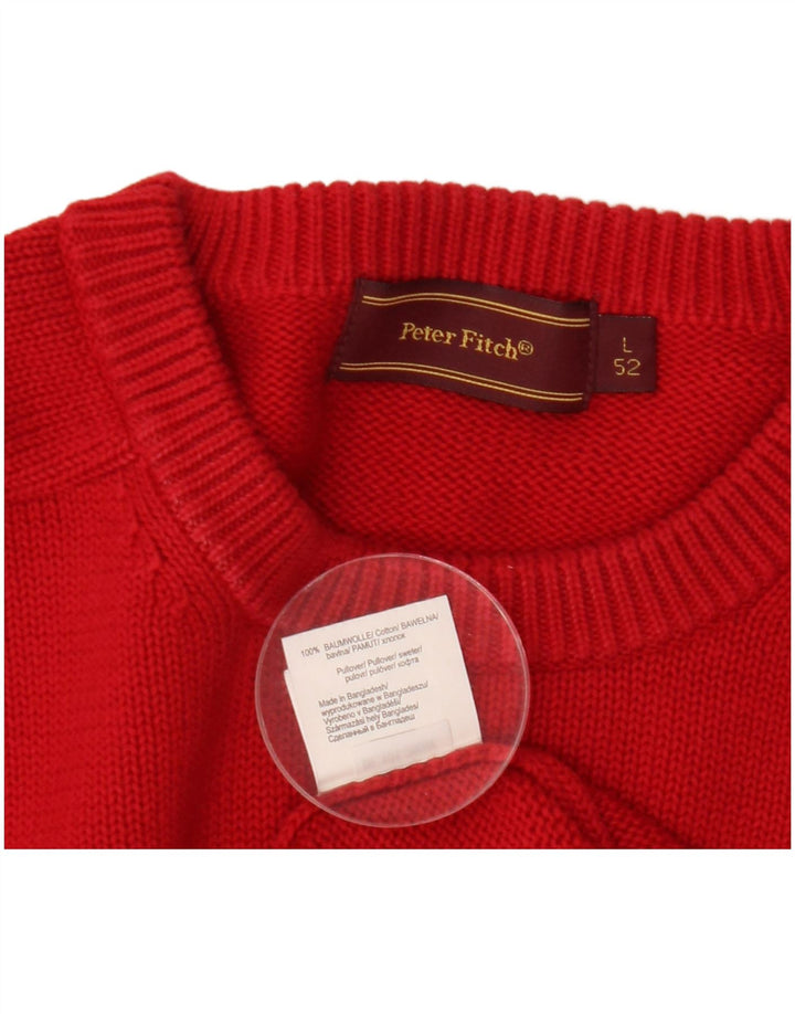 Maglione maglione girocollo da uomo Peter Fitch grande cotone rosso