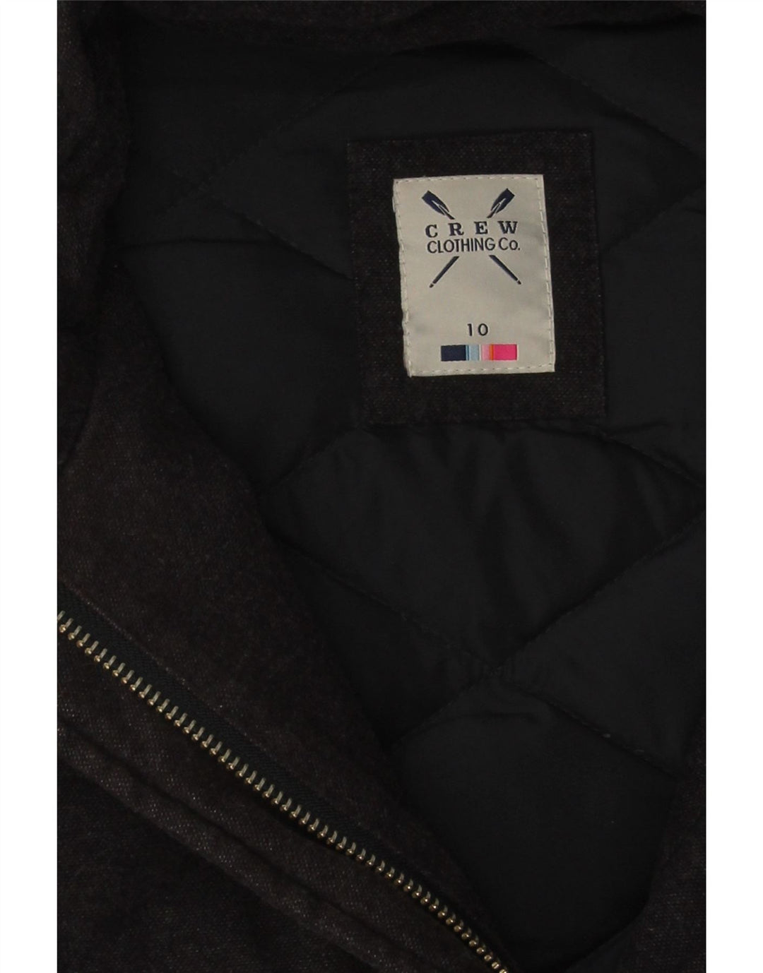 Crew Clothing Giacca trapuntata oversize da donna UK 10 piccola in cotone nero