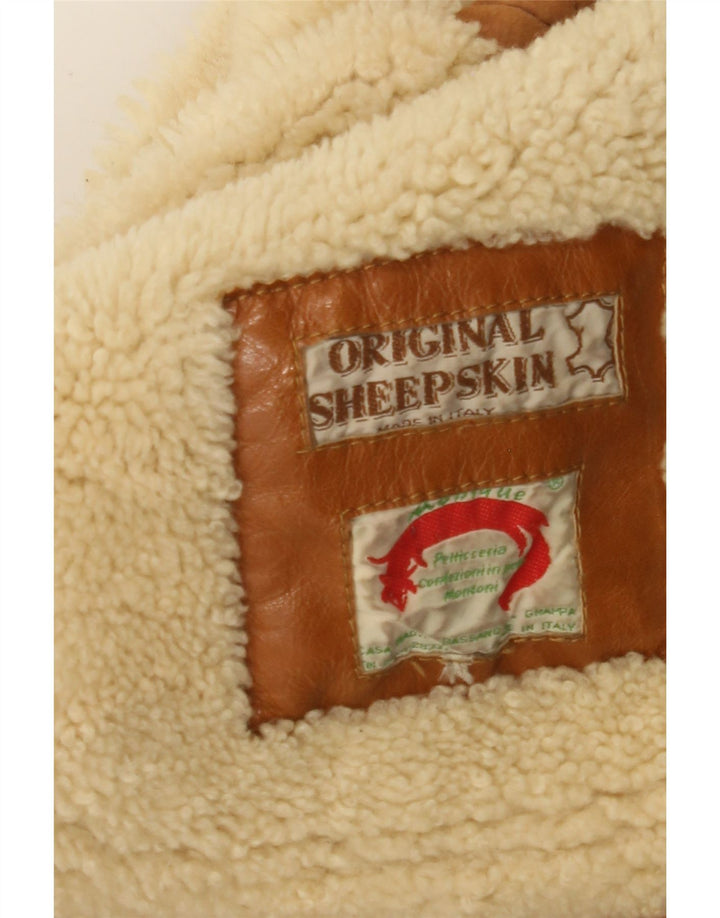 Giacca in shearling vintage da uomo UK 36 Piccola pelle di pecora beige