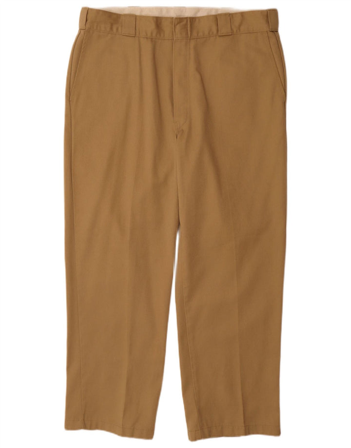 DICKIES Mens Straight Chino Trousers W38 L29 Brown Polyester