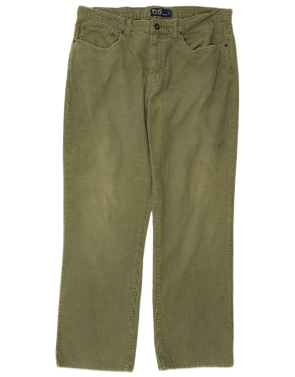 Pantaloni dritti in velluto a coste da uomo Polo Ralph Lauren W36 L30 cotone verde