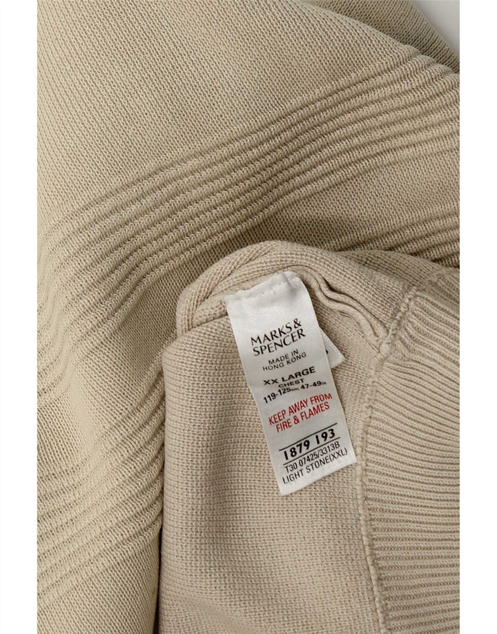 Maglione maglione con zip da uomo Marks & Spencer 2XL cotone beige