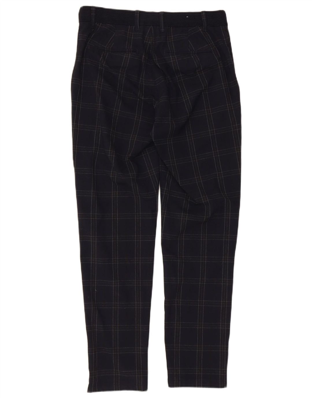 Pantaloni chino slim da uomo ZARA piccoli W30 L29 poliestere a quadri blu navy