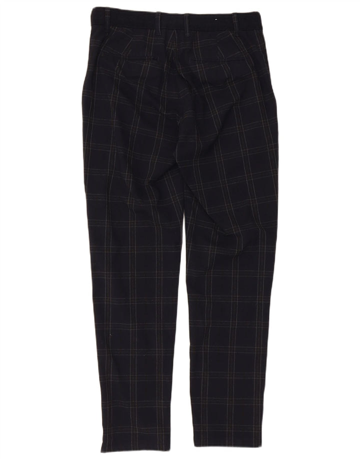 Pantaloni chino slim da uomo ZARA piccoli W30 L29 poliestere a quadri blu navy