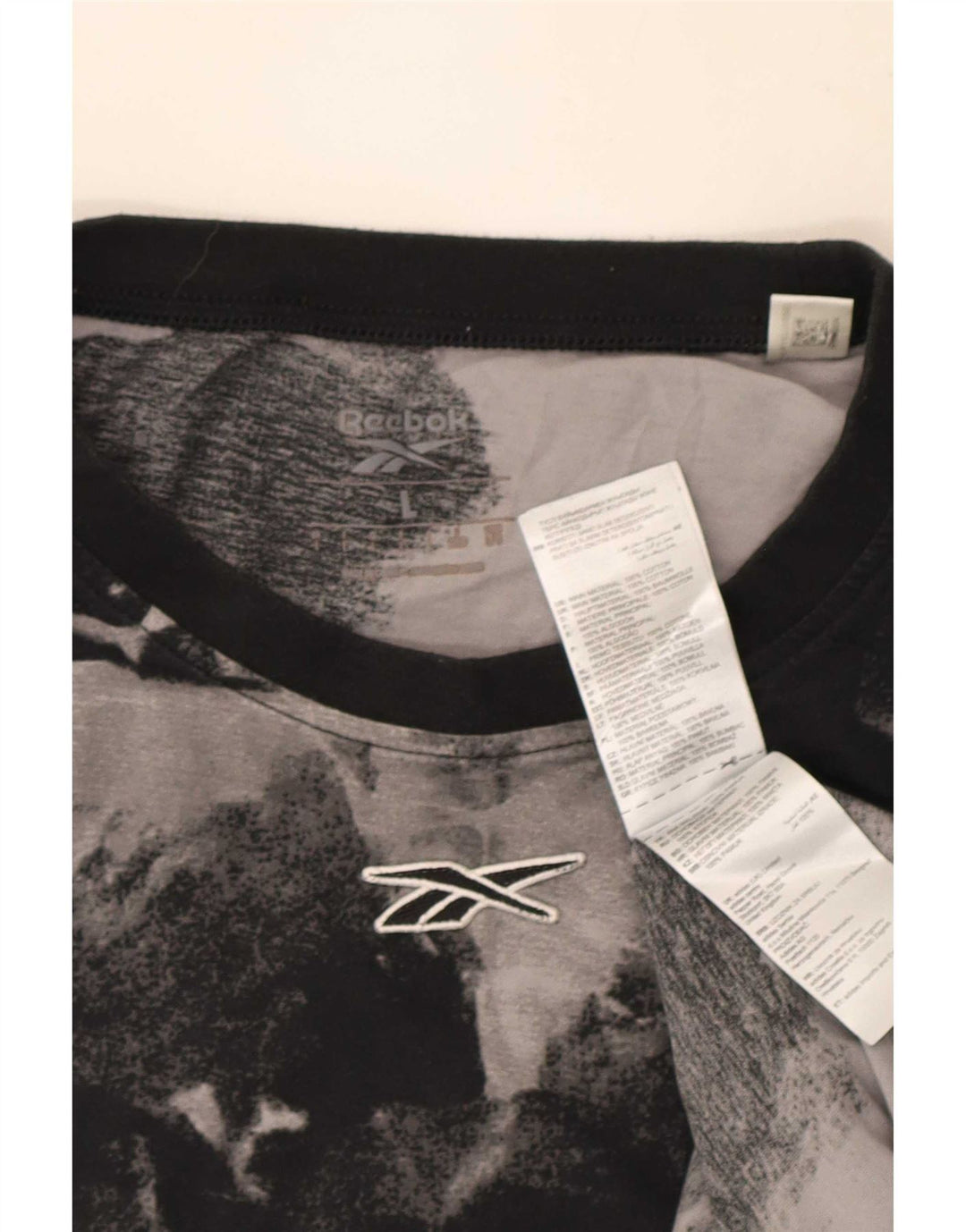 T-shirt Reebok da uomo con motivo astratto, taglia grande, in cotone nero