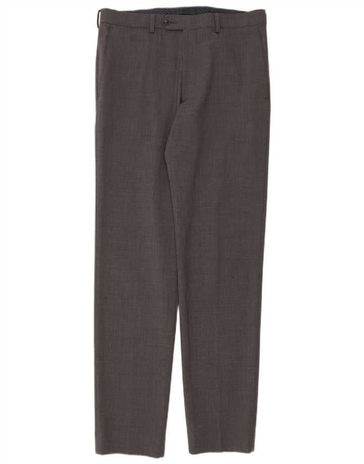 Pantaloni da abito slim su misura da uomo Marks & Spencer W32 L33 in lana grigia