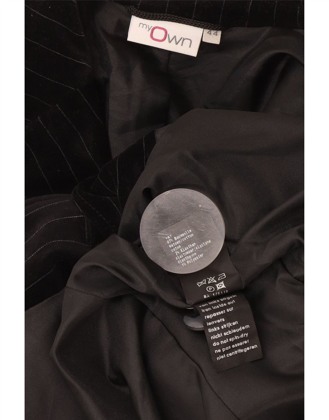 Giacca blazer da donna a 2 bottoni in velluto My Own IT 44 gessato nero medio