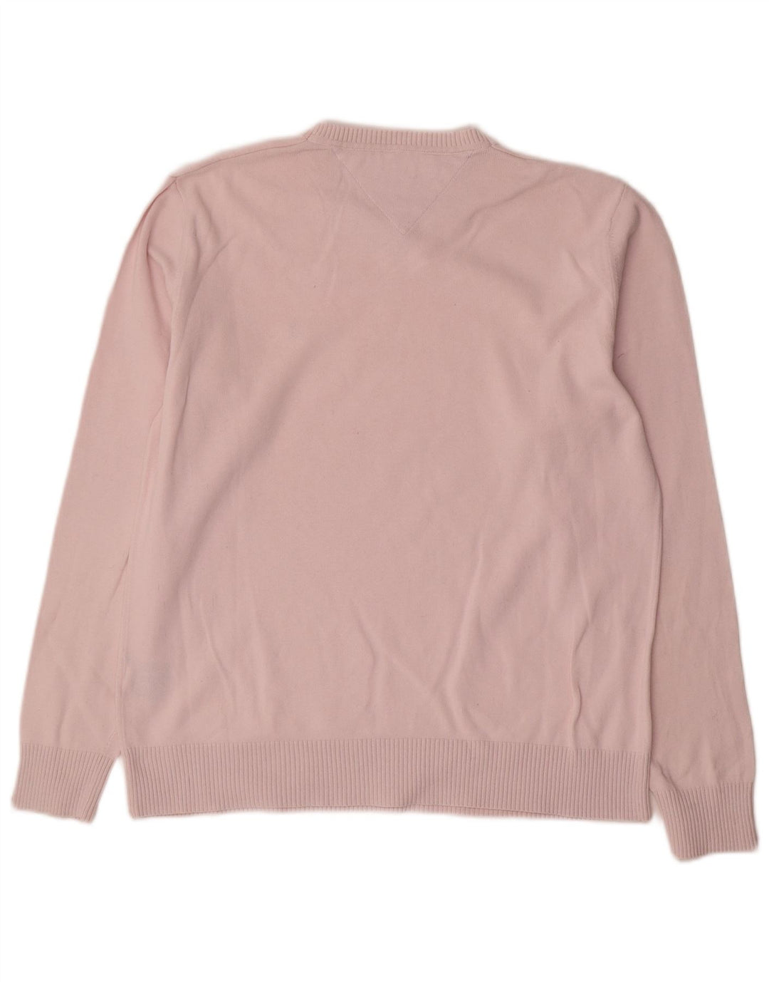 Maglione maglione con scollo a V da uomo Tommy Hilfiger in cotone rosa medio