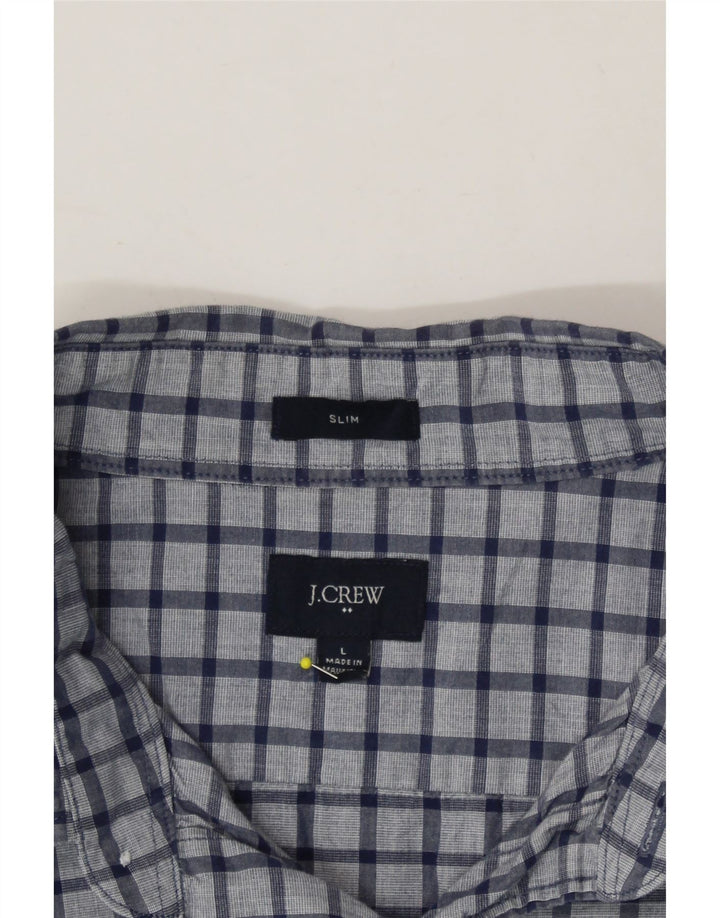 J. CREW Mens Slim Shirt Large Blue Check Cotton Vintage J. Crew and Second-Hand J. Crew from Messina Hembry 