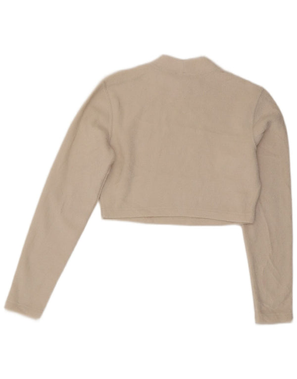 Nike - Top corto in velluto da donna, manica lunga, UK 12, medio, bianco sporco, poliestere