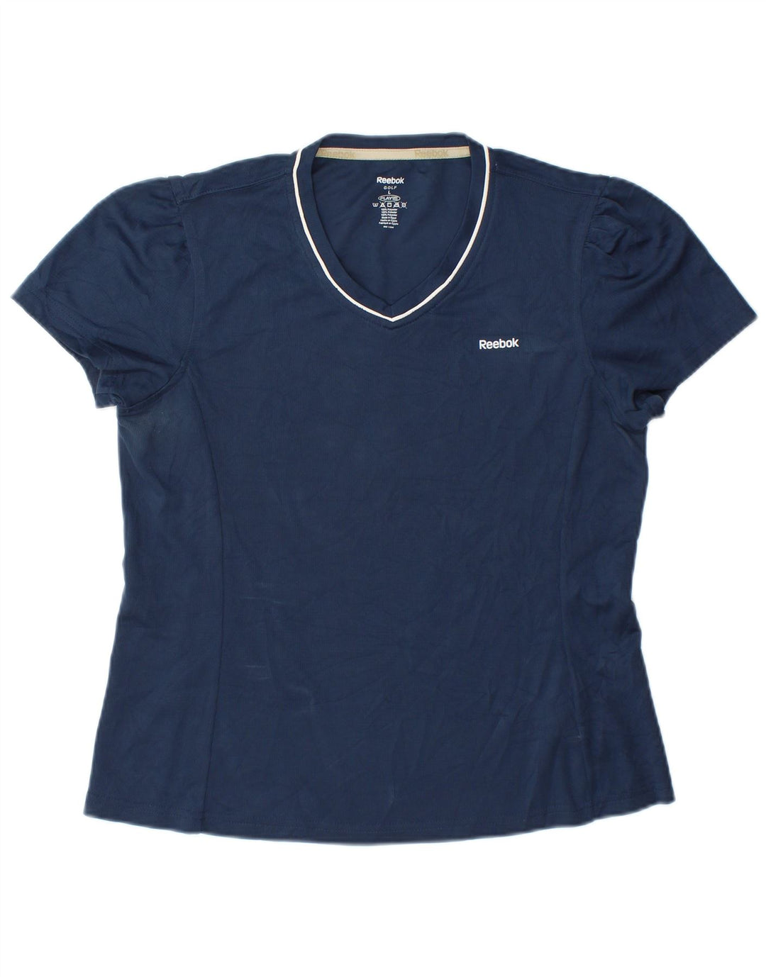 T-shirt Reebok da donna Top UK 14 Large blu navy in poliestere