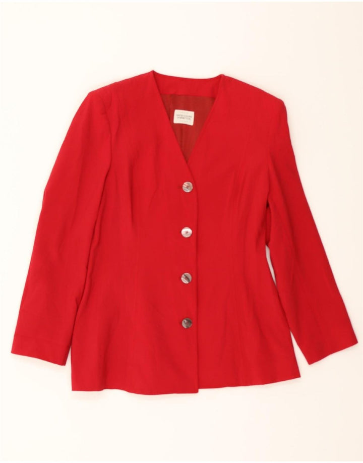 BENETTON Womens 4 Button Blazer Jacket IT 44 Medium Red Polyester Vintage Benetton and Second-Hand Benetton from Messina Hembry 