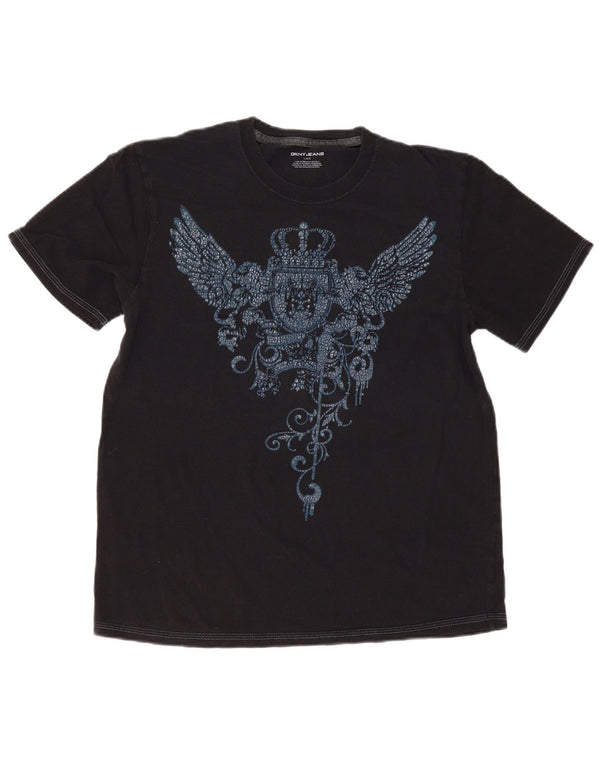 T-shirt grafica da donna Dkny Top UK 16 grande nera