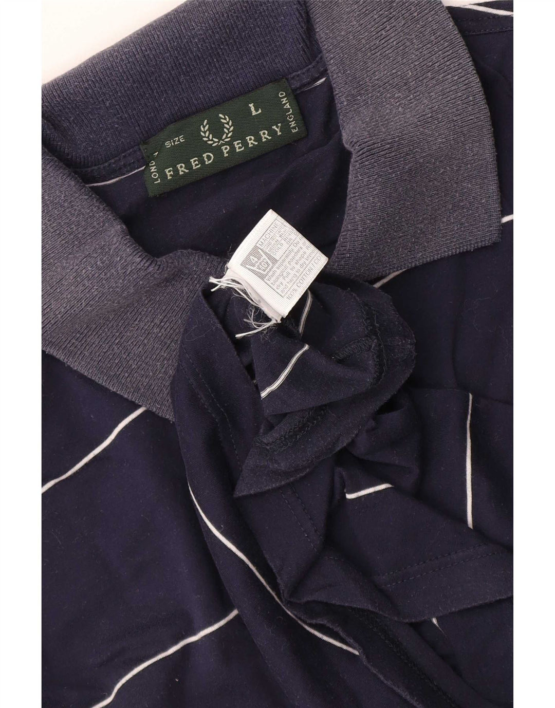 Polo da uomo Fred Perry grande in cotone a righe blu navy