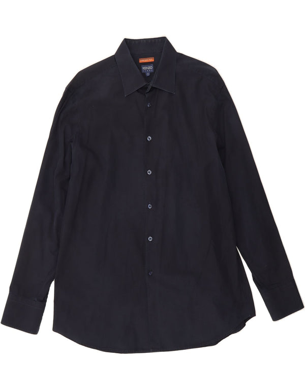 KENZO Mens Comfort Fit Shirt Size 43 17 XL Navy Blue Cotton