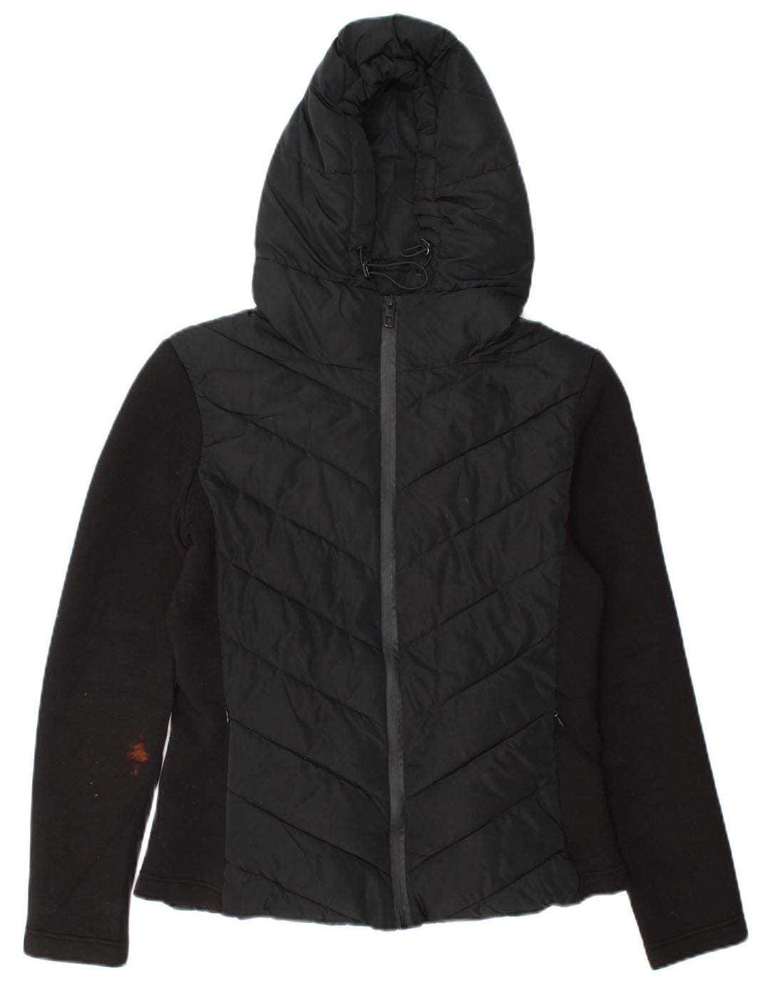 Giacca imbottita con cappuccio da donna Zara UK 12 viscosa color block medio nero