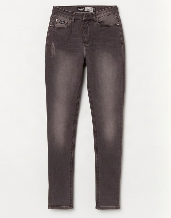 Jeans skinny da donna Superdry Sophia invecchiati W26 L30 cotone grigio