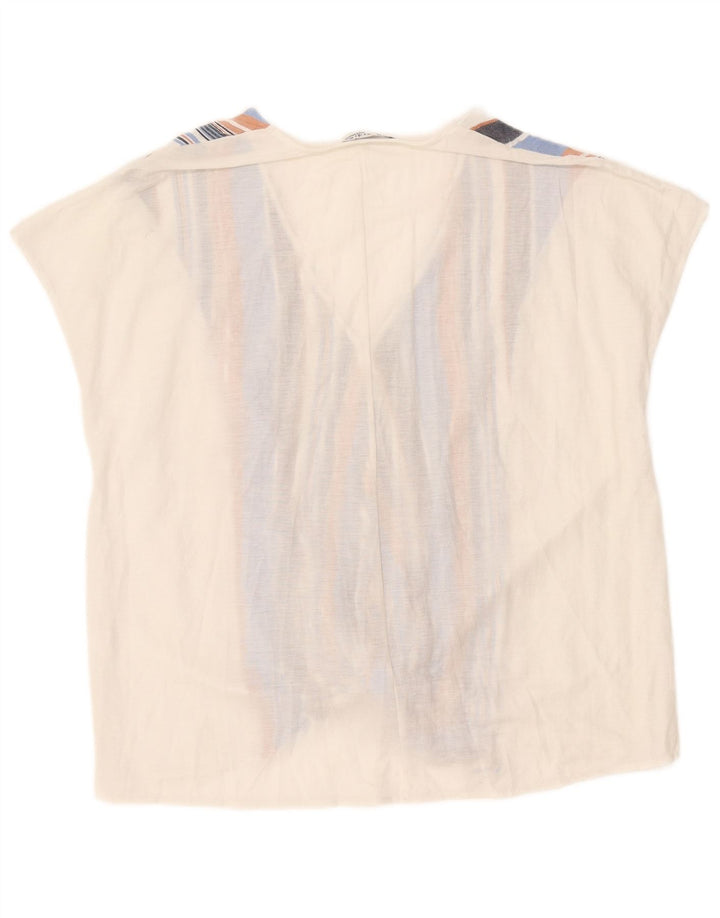 Top Zara da donna con allacciatura sul davanti, camicetta UK 14 a righe bianche medie