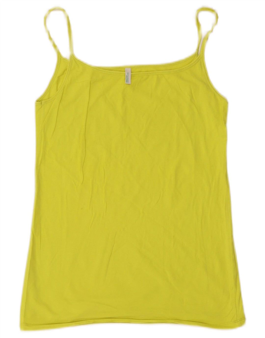 Canottiera corta da donna Benetton UK 14 grande cotone giallo
