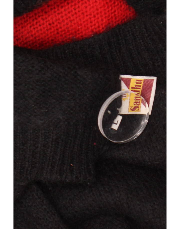 Sandhu Maglione da uomo con collo alto e maglione a blocchi di colore rosso grande