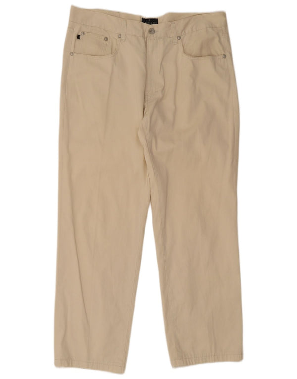 Pantaloni Casual Dritti Uomo Trussardi W38 L29 Cotone Bianco Sporco