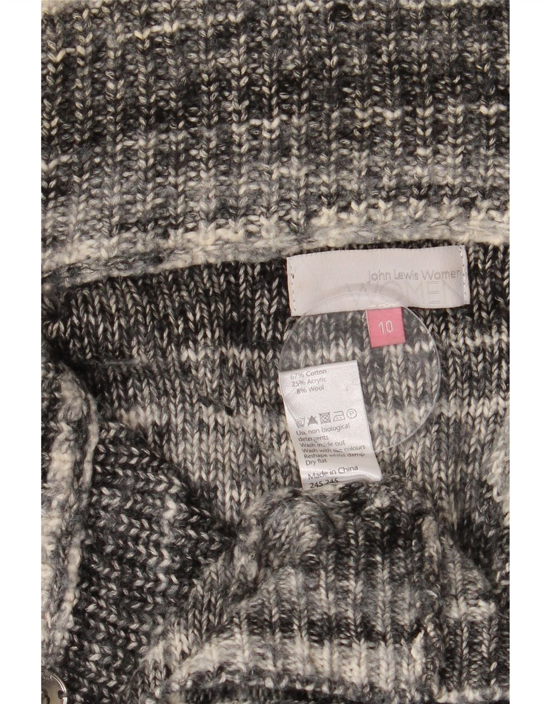 Maglione cardigan lungo da donna John Lewis UK 10 piccolo grigio a righe