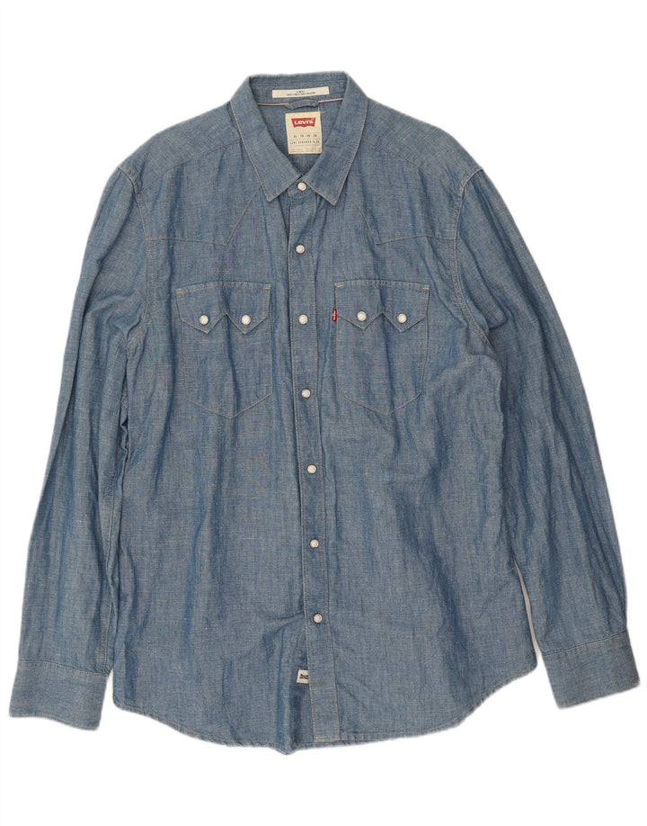 Camicia Levi's da uomo slim fit western XL in cotone blu