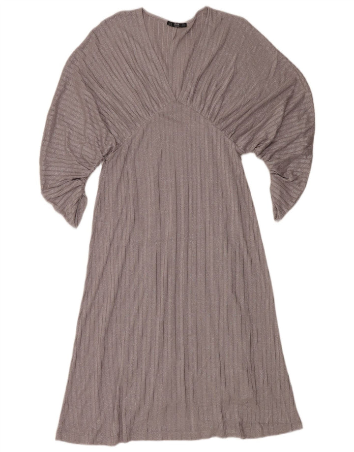 Abito a trapezio a pipistrello da donna Zara con maniche a 3/4 UK 12 medio argento chiazzato