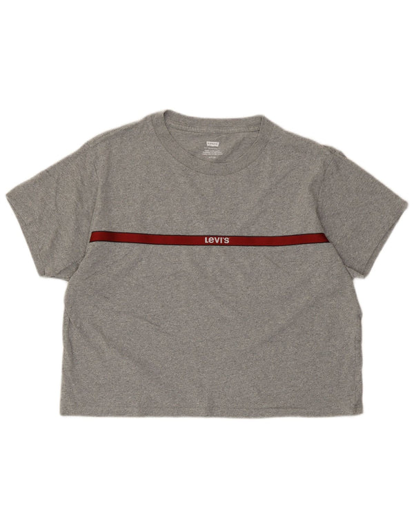 T-shirt grafica oversize corta da donna Levi's Top UK 10 piccola grigia chiazzata