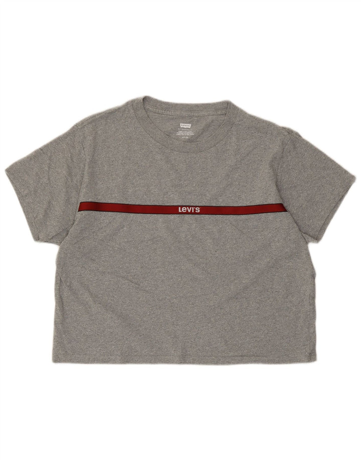 T-shirt grafica oversize corta da donna Levi's Top UK 10 piccola grigia chiazzata