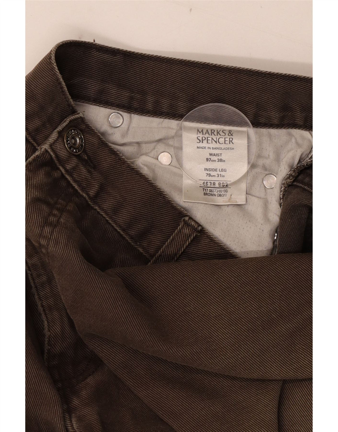 Jeans dritti da uomo Marks & Spencer Blue Harbour W38 L31 cotone marrone