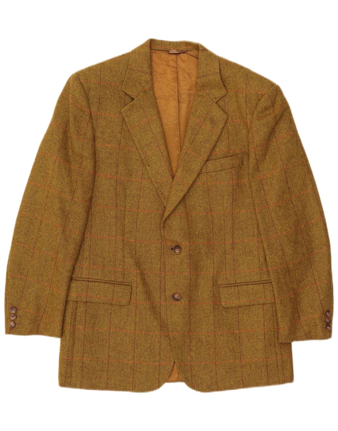 Giacca blazer da uomo a 2 bottoni Henry Cottons IT 48 medio kaki a spina di pesce
