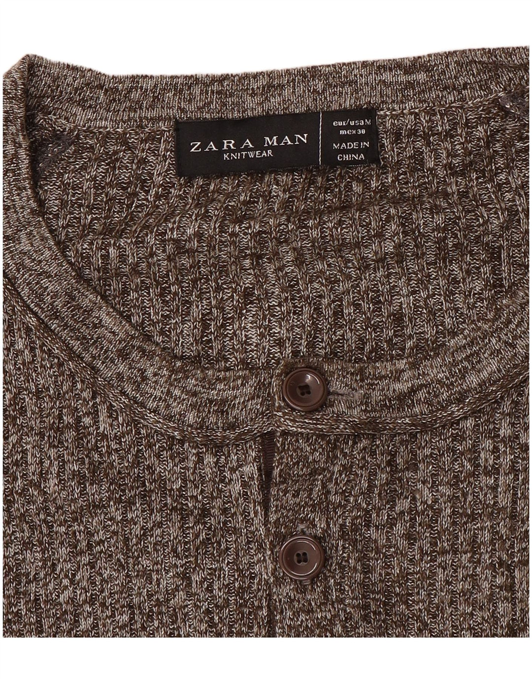Maglione Zara da uomo con scollo a barca marrone medio screziato