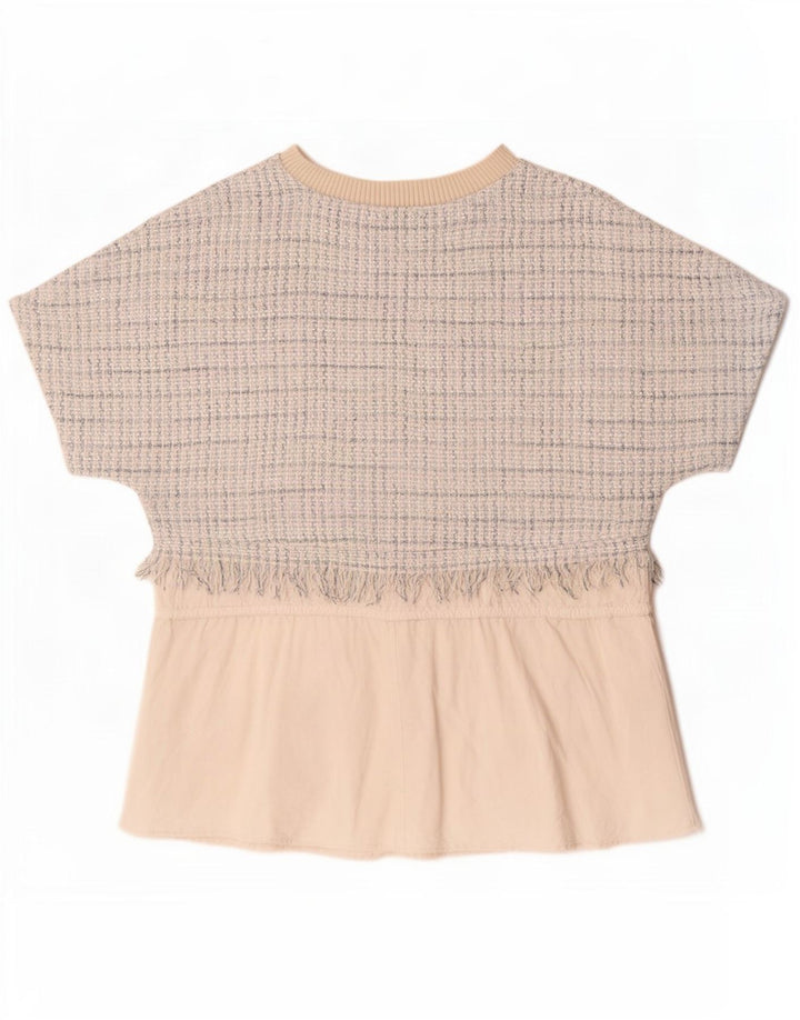 Top in camicetta da donna Zara UK 14 medio a quadri bianco sporco
