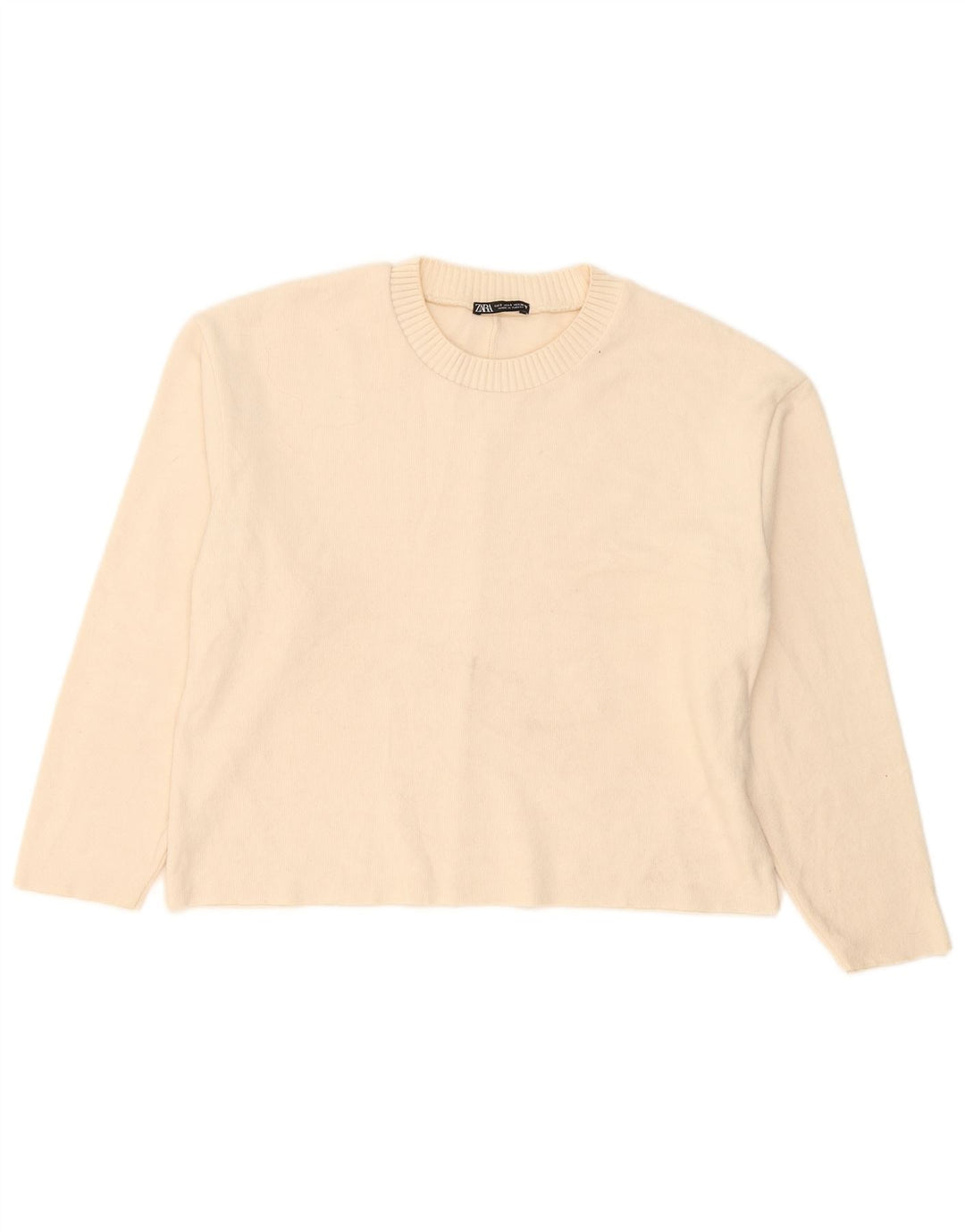 Maglione maglione girocollo oversize da donna Zara UK 10 piccolo bianco sporco