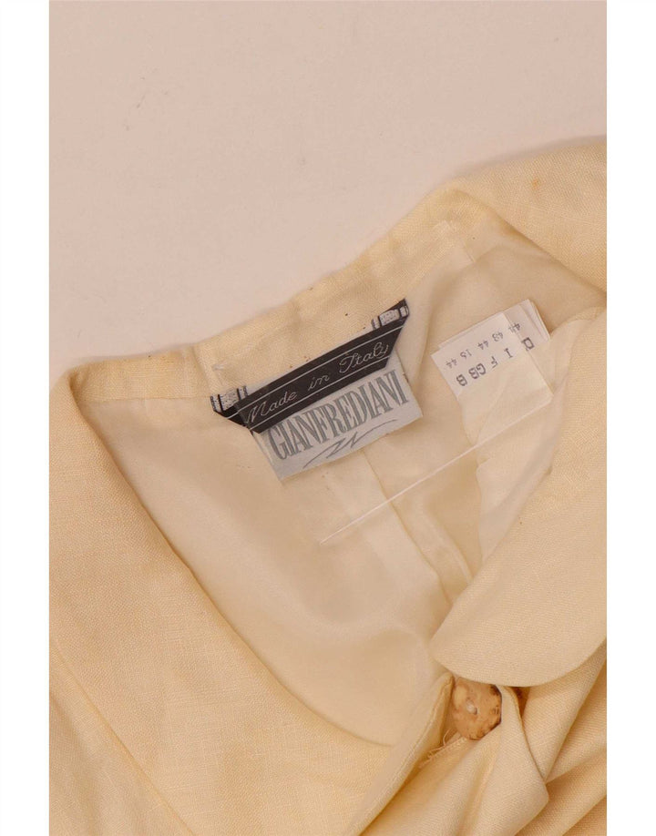 Gianfrediani Giacca Blazer da Donna a Maniche Corte a 4 Bottoni UK 16 Large Beige
