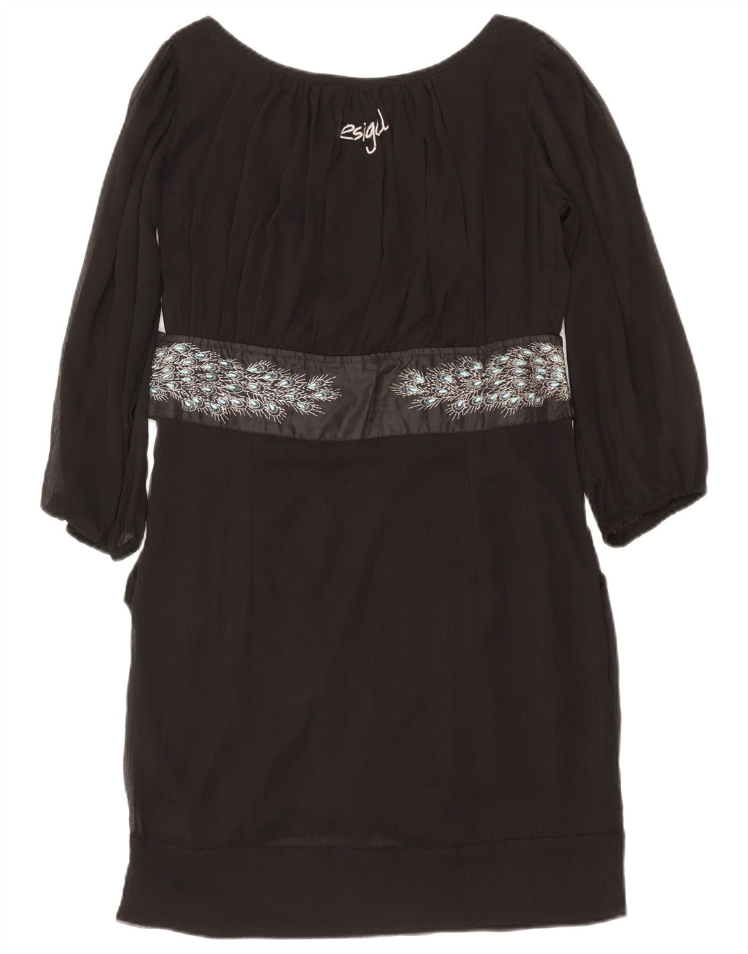 Desigual Abito a trapezio da donna EU 42 Grande poliestere nero con stampa animalier