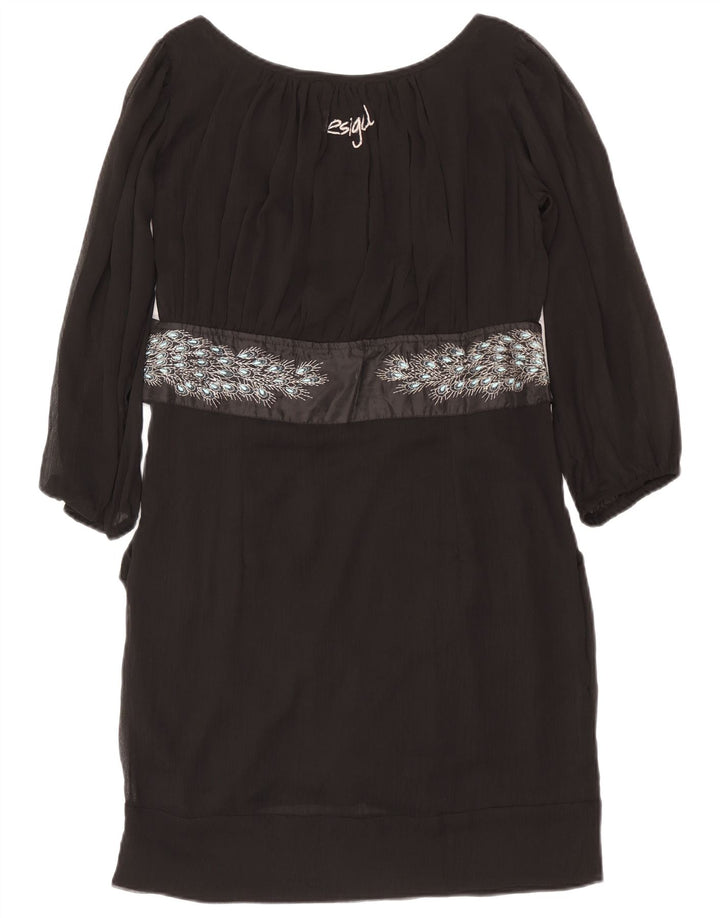 Desigual Abito a trapezio da donna EU 42 Grande poliestere nero con stampa animalier