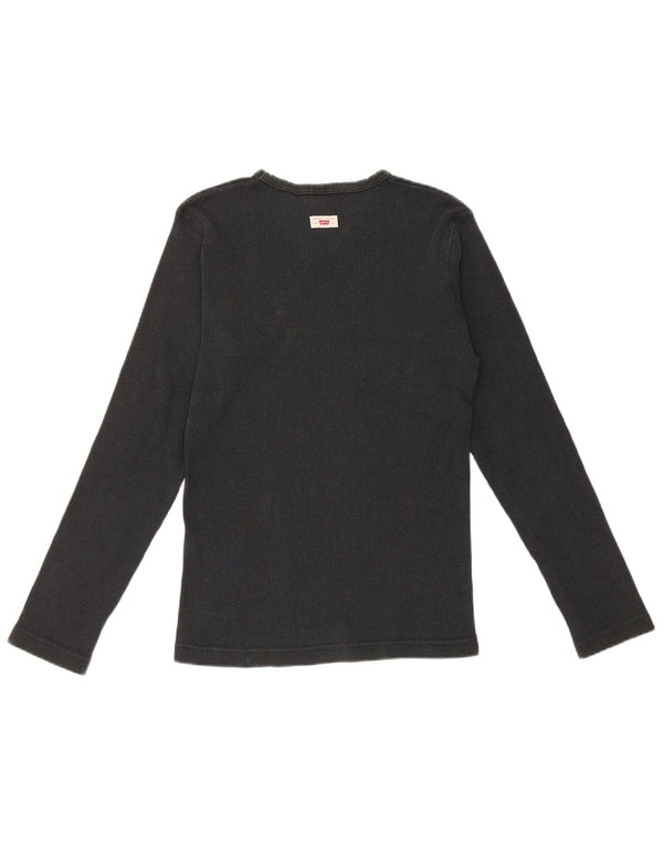 Levi's Top da donna a maniche lunghe UK 12 cotone nero medio