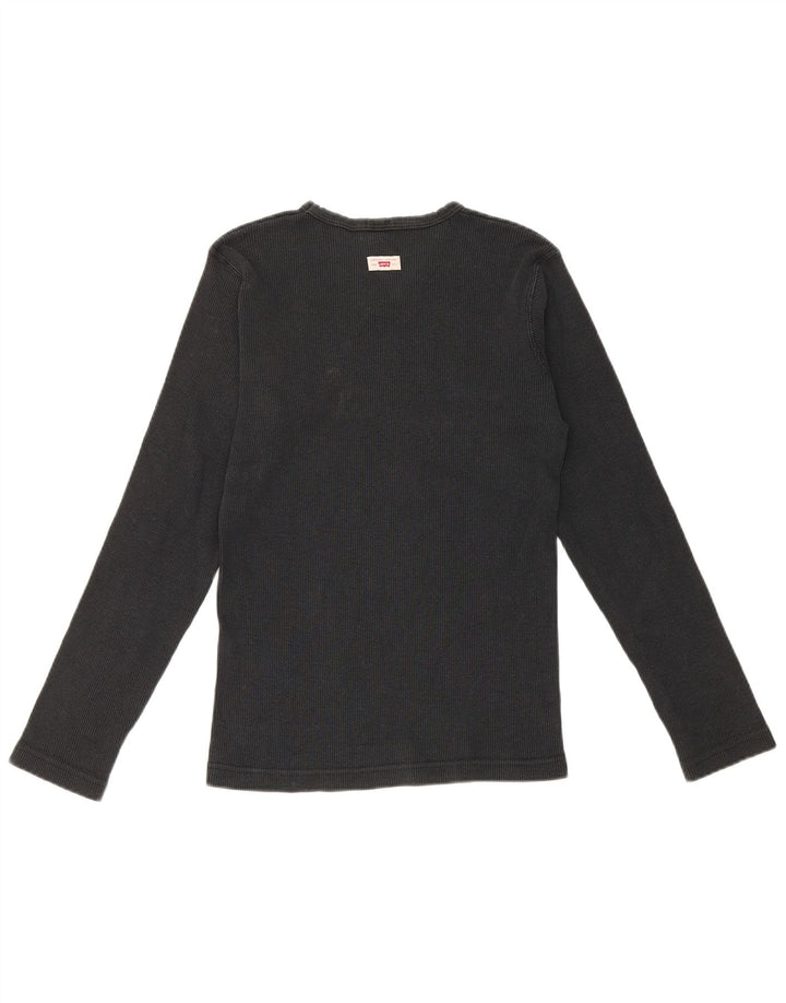 Levi's Top da donna a maniche lunghe UK 12 cotone nero medio