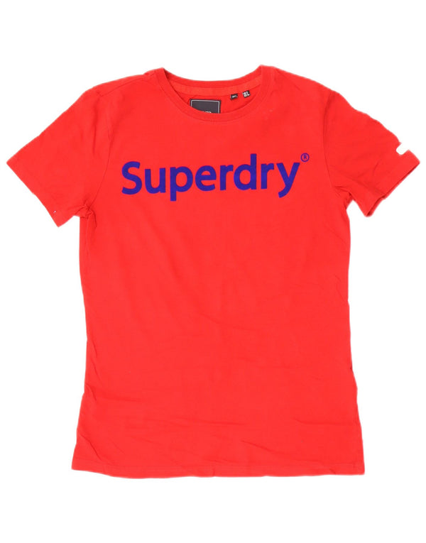 T-shirt grafica da donna Superdry Top UK 8 Small in cotone rosso