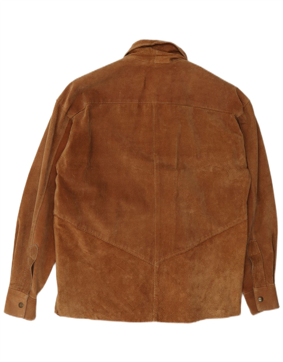 Camicia vintage da uomo in pelle scamosciata piccola marrone