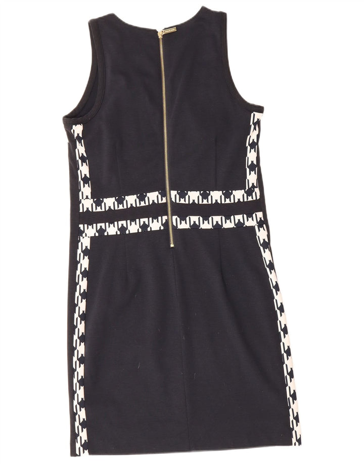 MICHAEL KORS Womens Abstract Pattern Sheath Dress UK 12 Medium Navy Blue